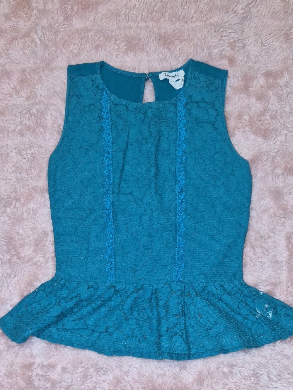 Aeropostale Teal Lace Peplum Tank